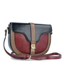 MB VINCA 50117  Burgundy, Tan & Green with Gold Accessories Handbag