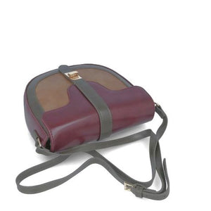 MB VINCA 50117 Burgundy, Tan & Green with Gold Accessories Handbag