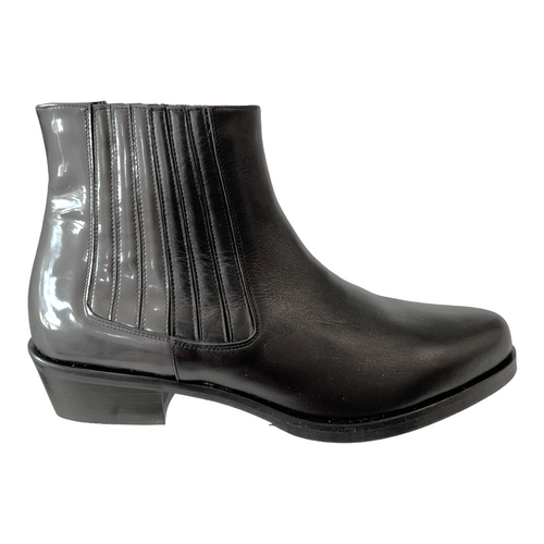 ALBANO 6078 Gunmetal and Black Leather Ankle Boots