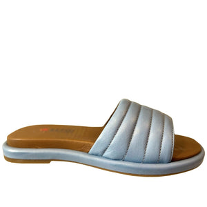 REP 73140 Light Blue Leather Flat Slides Sandals