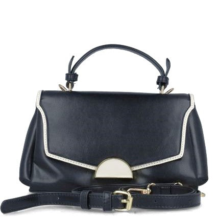 MB 85395 BLACK Leatherette with Gold Accessories Handbag