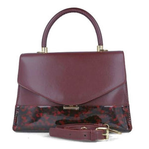 MB JUNO 85449 BURGUNDY Leatherette with Gold Accessories Handbag