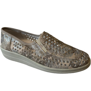 ACO ARTY Cream Taupe floral  Colour Comfort Flats