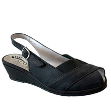 ACO - Style: AFTER - Black Leather Sling Back Comfort Wedge