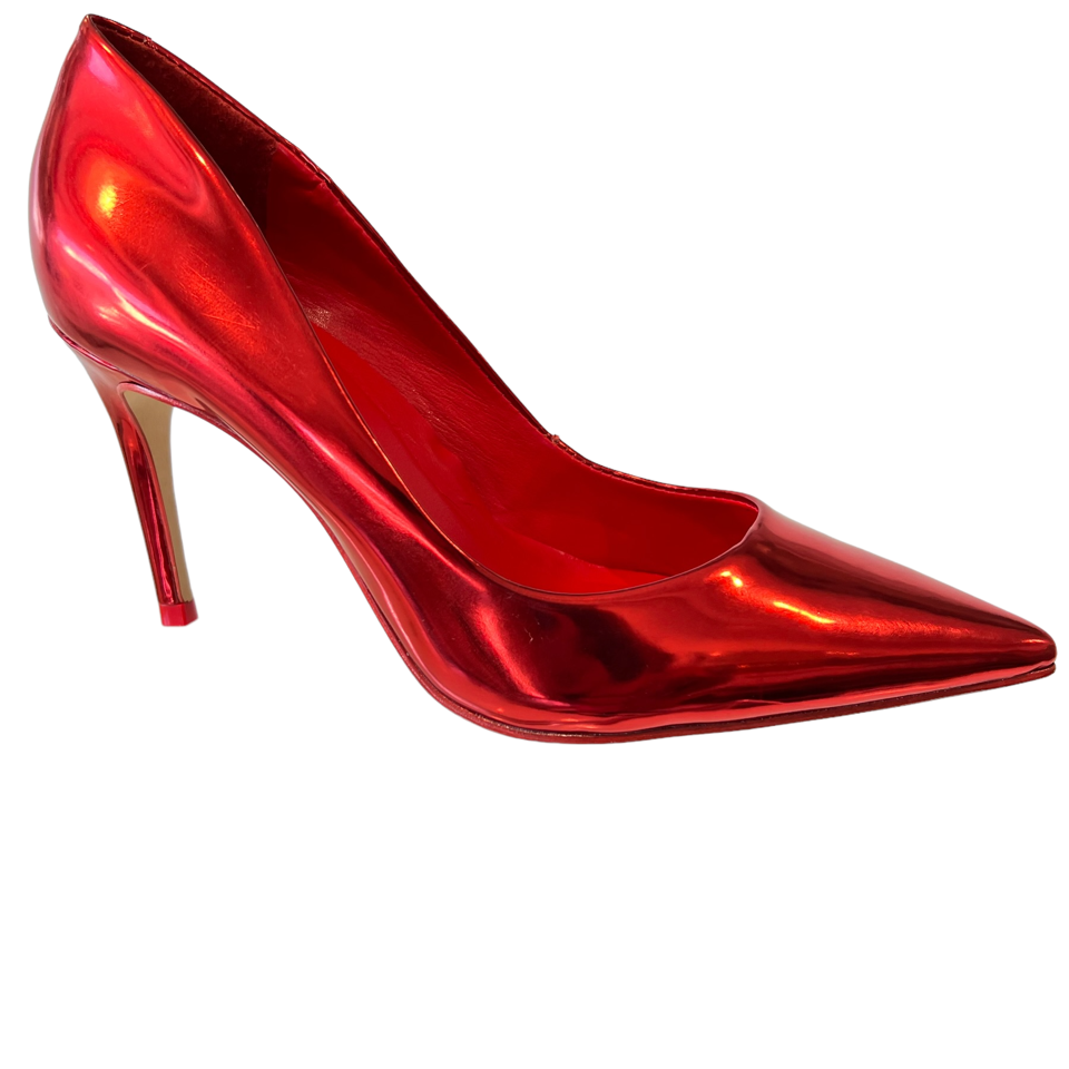 Red 2025 metallic pumps