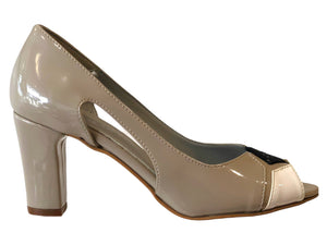 COMART- 061116 Patent Taupe Block Heels