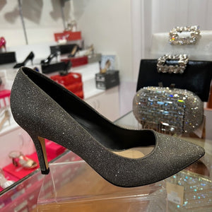MB 06773 Pewter Mesh Mid High Heels