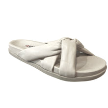 REP 14137 White Leather Flat Slides Sandals