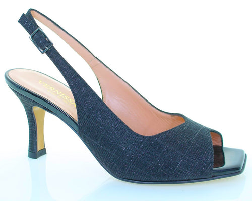 RF 23833 Navy Glitter Textile Mid Heels