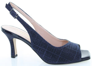 RF 23833 Navy Glitter Textile Mid Heels