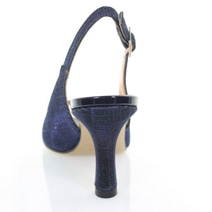 RF 23833 Navy Glitter Textile Mid Heels