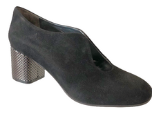 MUSS20500 Black Suede & Metallic Leather Block Heels