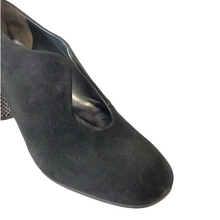 MUSS20500 Black Suede & Metallic Leather Block Heels
