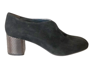 MUSS20500 Black Suede & Metallic Leather Block Heels