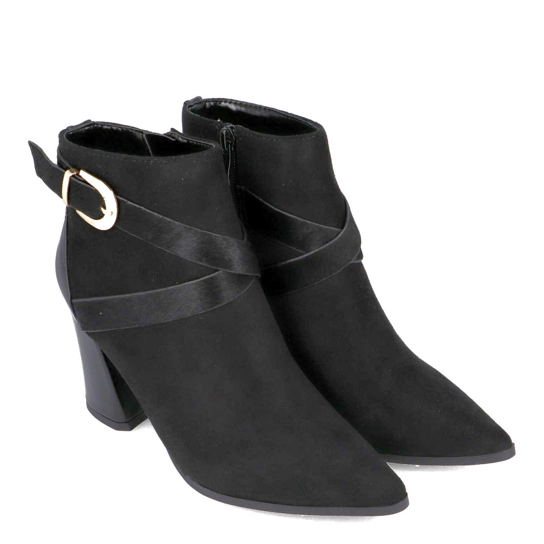 MB 20796 Black Suede & Leather Ankle Boots