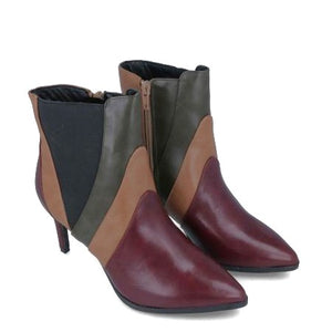 MB 22722 Burgundy Multi Colour Ankle Boots