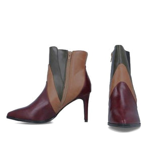 MB 22722 Burgundy Multi Colour Ankle Boots