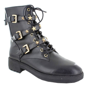 MB 22725 Black Leather Ankle Boots