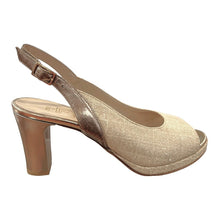 RF 23660 Champagne & Gold Leather & Synthetic Glitter Mid Heels