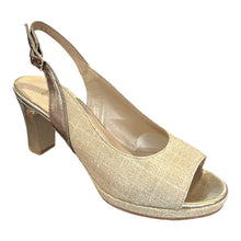 RF 23660 Champagne & Gold Leather & Synthetic Glitter Mid Heels