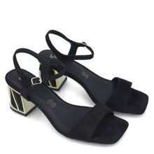 MB 23735 Black Microsuede Sandals with Block Heels