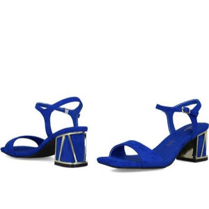 MB 23735 Cobalt Blue Microsuede Sandals with Block Heels
