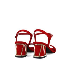 MB 23735 Red Microsuede Sandals with Block Heels