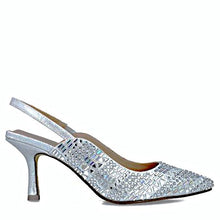 MB 23944 Silver Diamante Encrusted Slingback High Heels