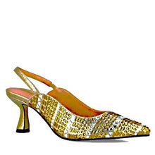 MB 23944 Gold & Bronze Diamante Encrusted Slingback Mid Heels