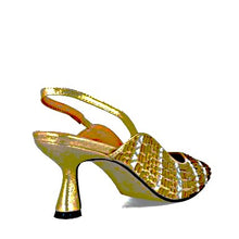 MB 23944 Gold & Bronze Diamante Encrusted Slingback Mid Heels