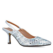 MB 23944 Silver Diamante Encrusted Slingback High Heels