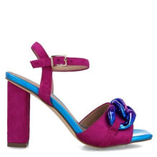 MB 23998 Bordeau, Sky Blue & Cobalt High Block Heels