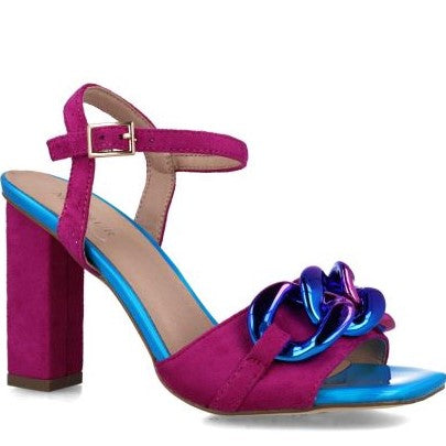 MB 23998 Bordeau, Sky Blue & Cobalt High Block Heels