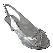 24301 Silver Laminated Leather High Heels