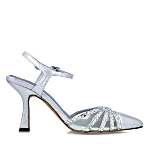 MB 24734 Silver Diamante Encrusted High Heels