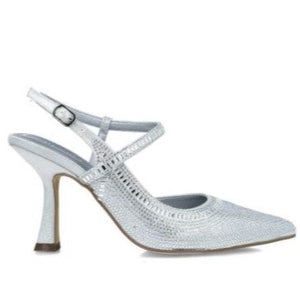 MB 24830 Silver Diamante Encrusted High Heels