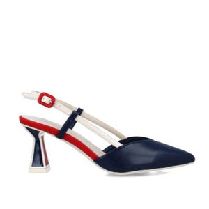 MB 25388 Navy Ivory Red Multi Colour Mid High Heels