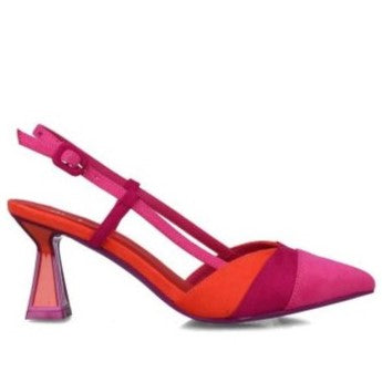 MB 25440 Magenta, Coral & Pink Sling Back Mid Heels