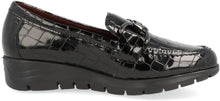 Pitillos 2700  Black Croc Print Leather Wedge Heels