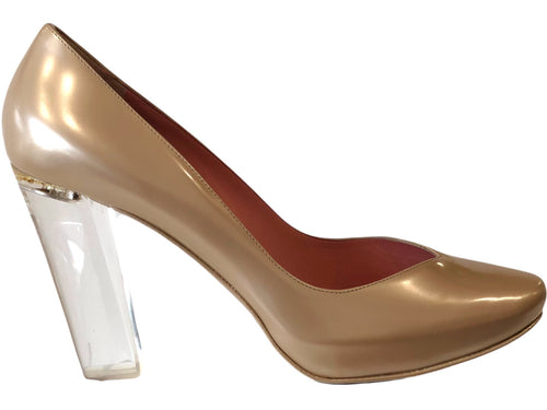 EILEEN SHIELDS 2811081 Pearl Patent Nude Leather High Heels