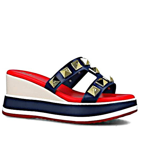 MB 25299 Navy, White & Red Multi Colour Wedge Sandal