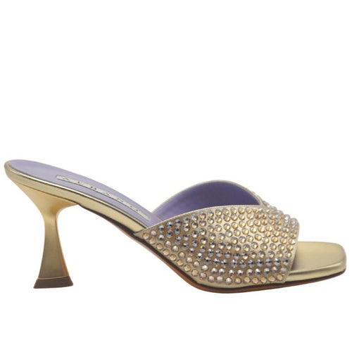 RF 3215 Gold Leather and Strass High Heels