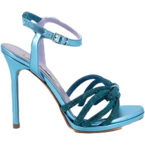 RF 3263 Sky Blue Leather & Teal Bling Platform High Heels