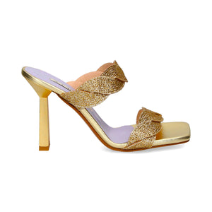 RF 3282 Gold Leather and Strass High Heels
