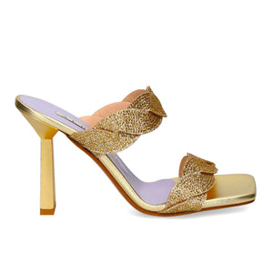 RF 3282 Gold Leather and Strass High Heels