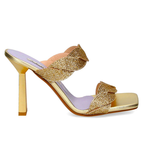 RF 3282 Gold Leather and Strass High Heels