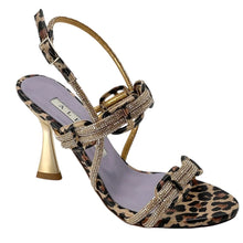 RF 3316 Champagne & Leopard Leather & Crystals High Heels