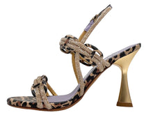 RF 3316 Champagne & Leopard Leather & Crystals High Heels