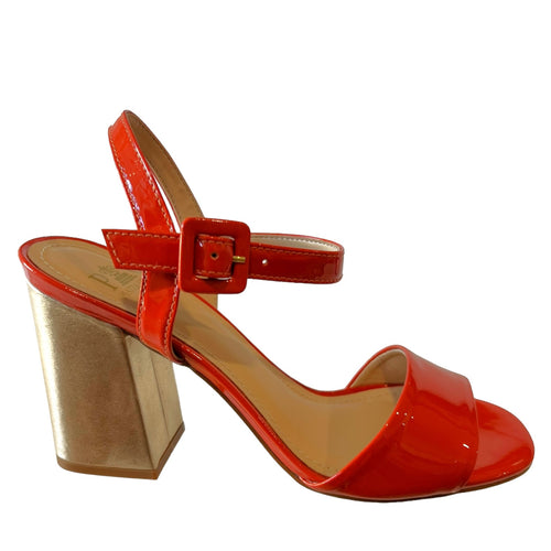 PIAZZA GRANDE 4027879 Orange Champagne Leather Block Heels