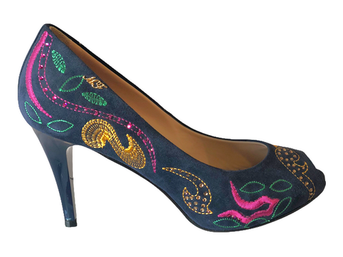 MARINO FABIANI 4138 Blue Suede High Heels